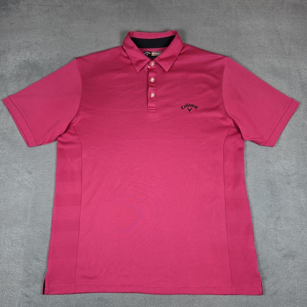 Callaway Golf Polo Shirt Large Pink Opti-Dri Moisture Wicking Performance Short